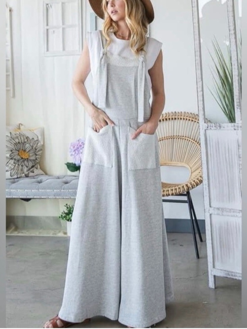 Bucketlist Wide Leg Terry Jumpsuit